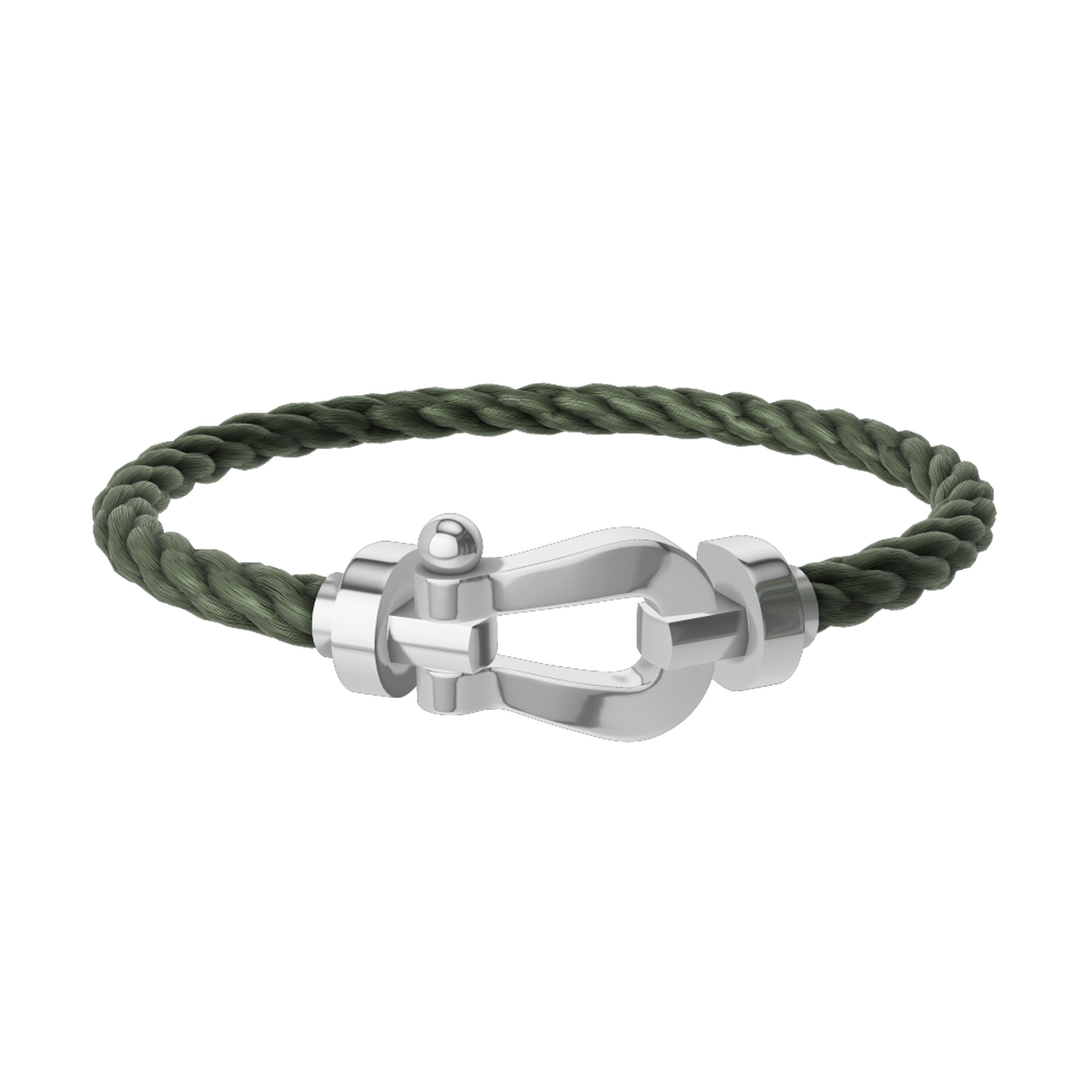 Fred Force 10 Large 18k White Gold Cable Bracelet Size 16 inches